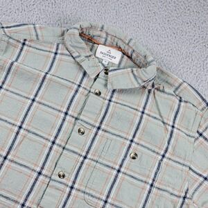 Passenger Shirt Mens Medium Green Plaid Cotton Linen Button Up Casual Outdoor